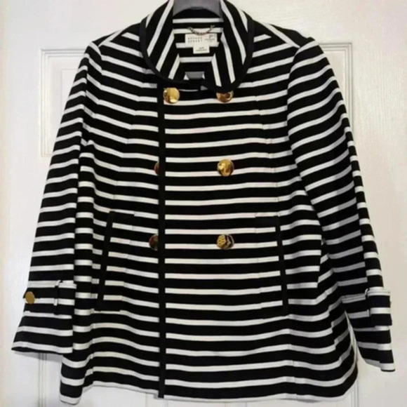 Kate Spade Broome Street Striped Short Pea Coat Jacket size 0 - Picture 1 of 8